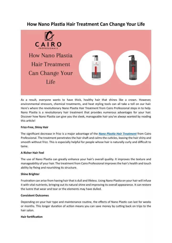 how nano plastia hair treatment can change your