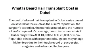 What Is Beard Hair Transplant Cost in Dubai