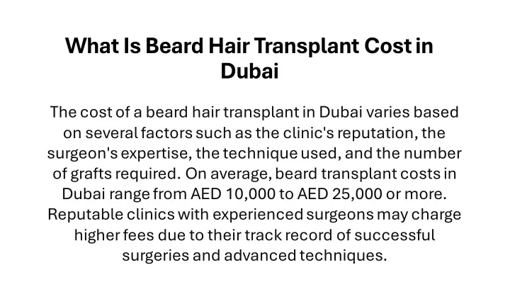 what is beard hair transplant cost in dubai