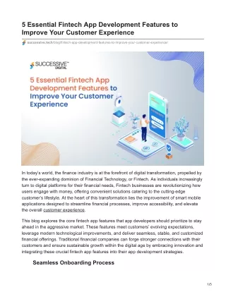 5 Essential Fintech App Development Features to Improve Your Customer Experience