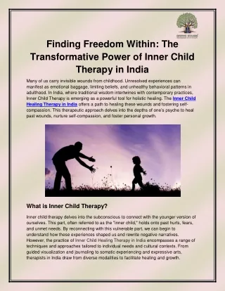 Inner Child Healing Therapy in India