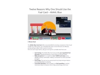 Twelve Reasons Why One Should Use The Fuel Card – AVAAL Blue