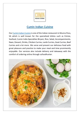 Get a $7 offer on the cumin Indian cuisine menu | Order now