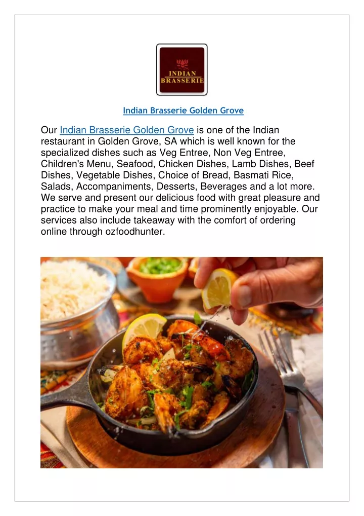 indian brasserie golden grove