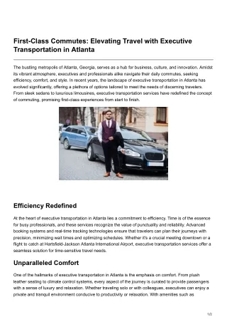 First-Class Commutes Elevating Travel with Executive Transportation in Atlanta