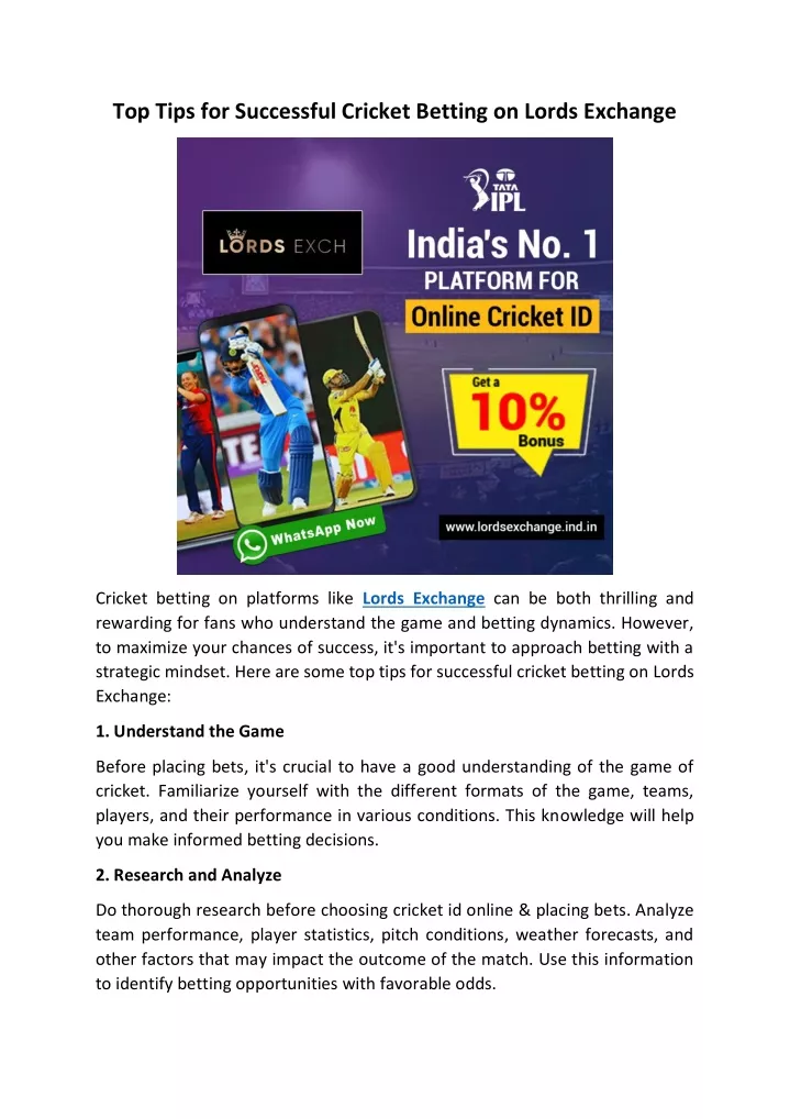 top tips for successful cricket betting on lords