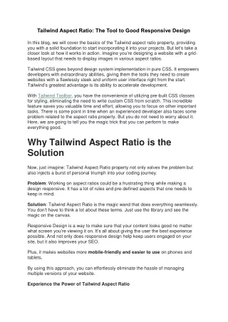 tailwind aspect ratio the tool to good responsive