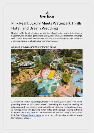 Pink Pearl: Luxury Meets Waterpark Thrills, Hotel, and Dream Weddings