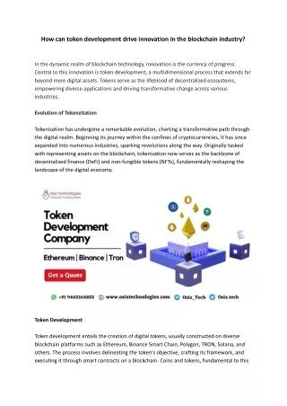 How can token development drive innovation in the blockchain industry_