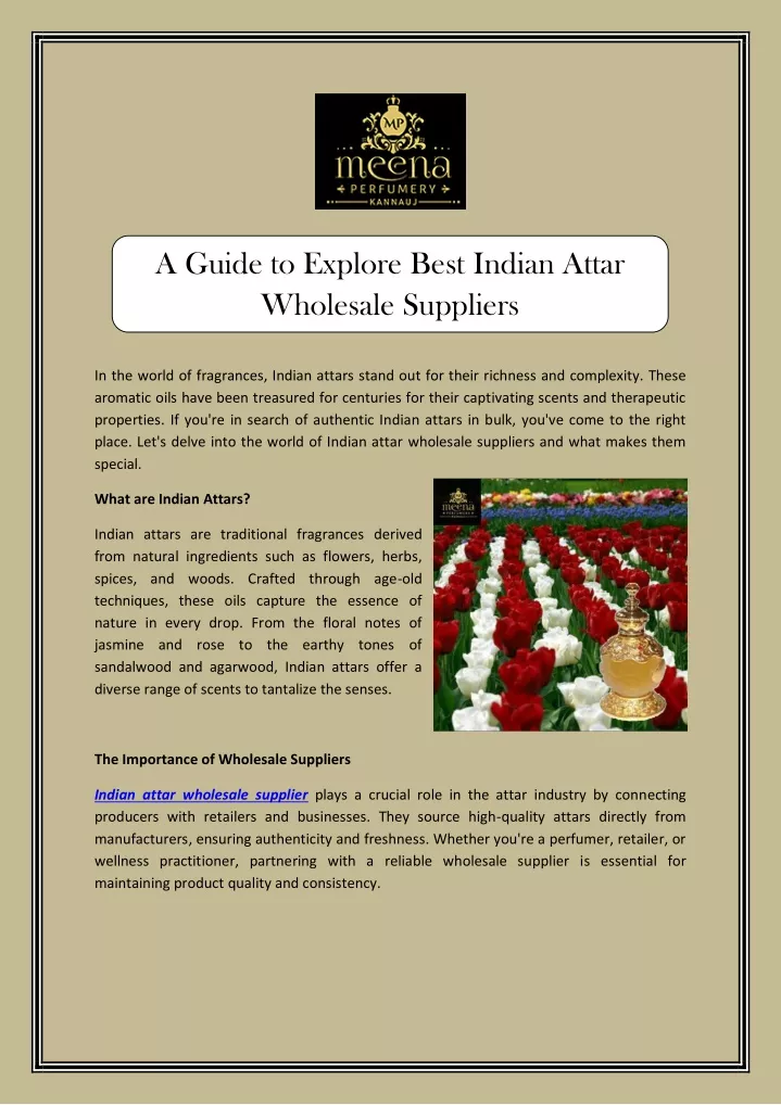 a guide to explore best indian attar wholesale