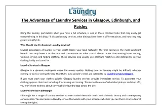 The Advantage of Laundry Services in Glasgow, Edinburgh, and Paisley