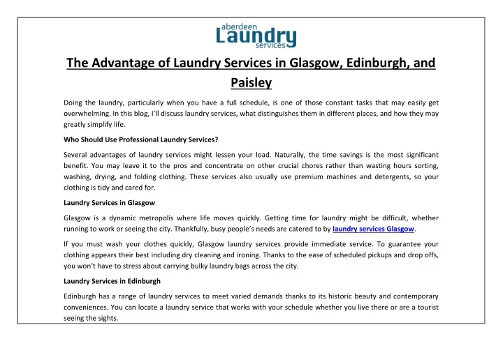 the advantage of laundry services in glasgow