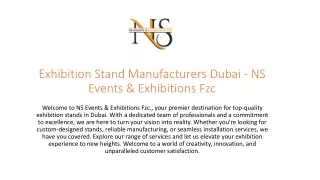 NS Events & Exhibitions Fzc: Exhibition Stand Manufacturers Dubai