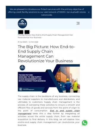 Benefits of end to end supply chain management