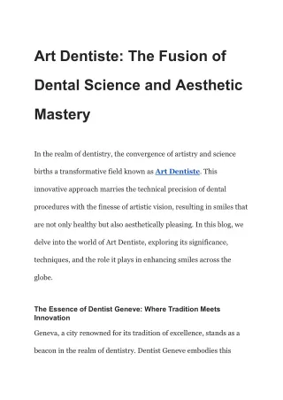 Art Dentiste_ The Fusion of Dental Science and Aesthetic Mastery