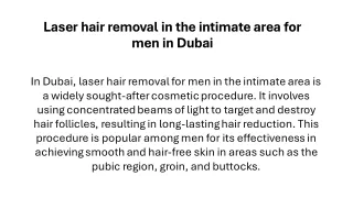 Laser hair removal in the intimate area for men in Dubai