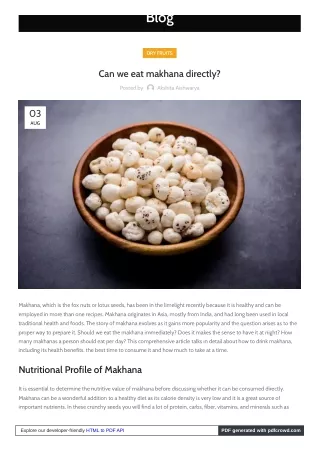 Directly Eating Makhana: A Comprehensive Guide