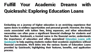 Fulfill Your Academic Dreams with Quickrashi_ Exploring Education Loans