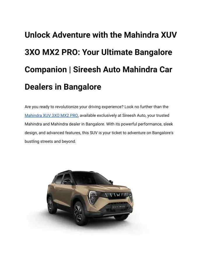 unlock adventure with the mahindra xuv