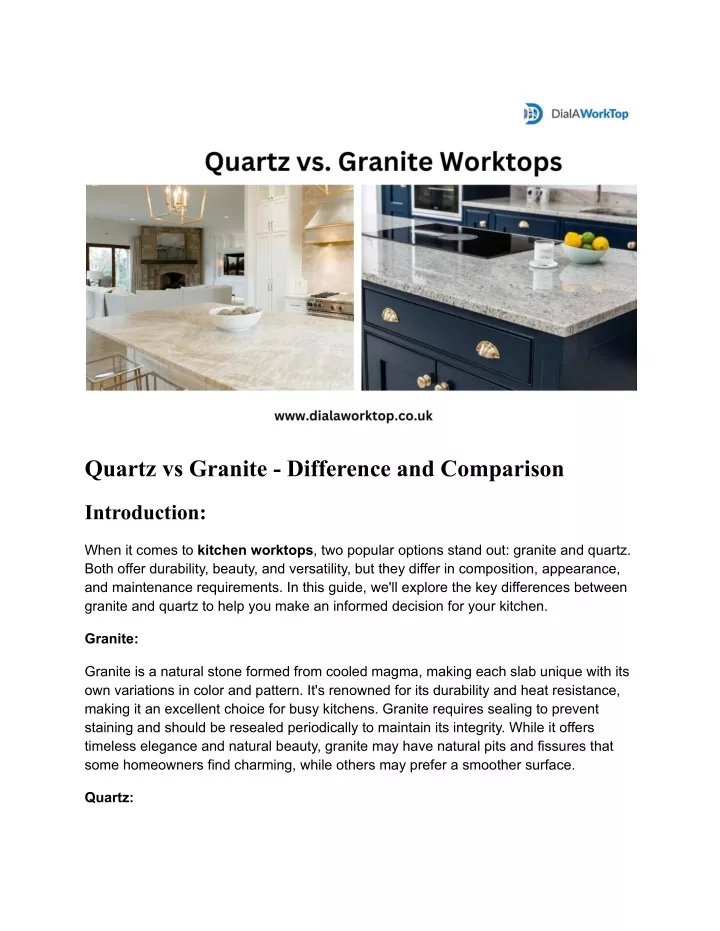 quartz vs granite difference and comparison