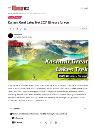 Kashmir Great Lakes Trek 2024 Itinerary for you