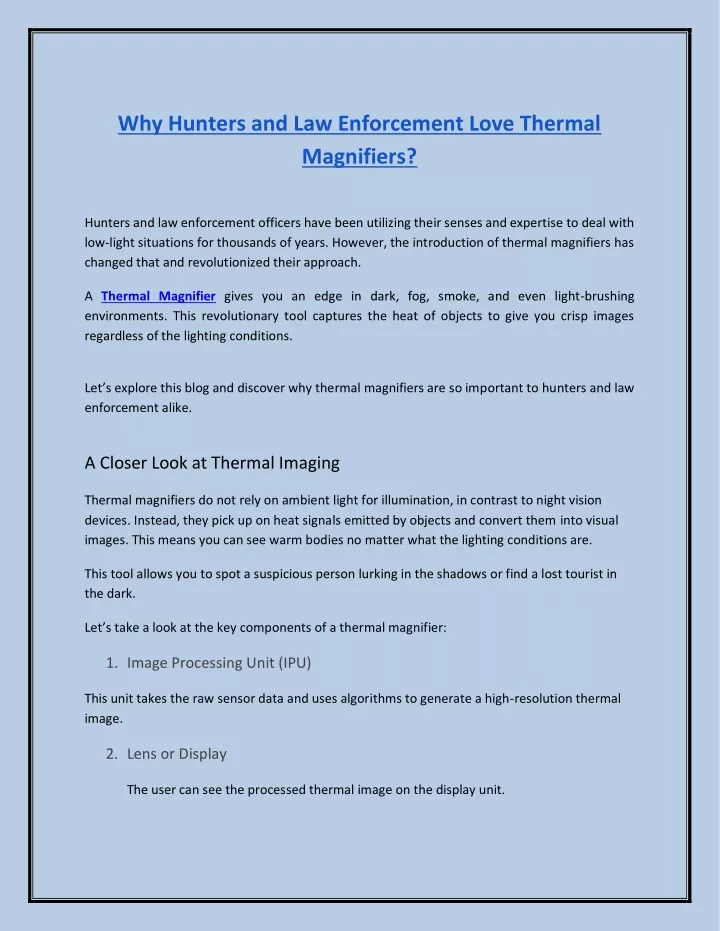 why hunters and law enforcement love thermal
