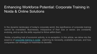 enhancing workforce potential corporate training