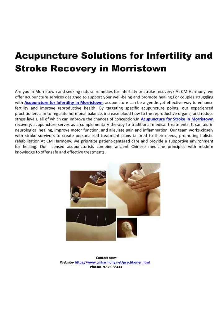 acupuncture solutions for infertility and stroke