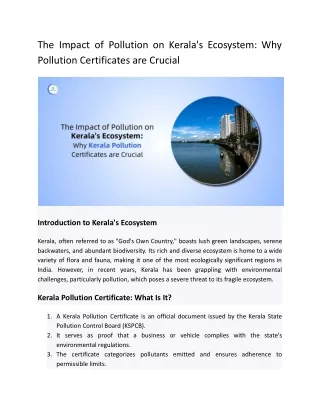 The Impact of Pollution on Kerala's Ecosystem_ Why Pollution Certificates are Crucial