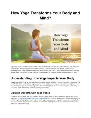 How Yoga Transforms Your Body and Mind
