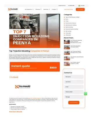 The 7 Best Injection Moulding Companies in Peenya