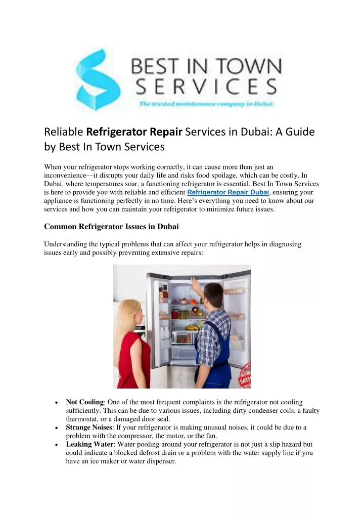 reliable refrigerator repair services in dubai