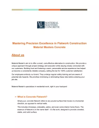 Mastering Precision Excellence in Flatwork Construction - Material Masters Concr