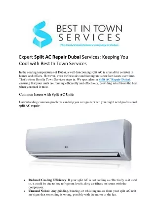 Expert Split AC Repair Dubai Services Keeping You Cool with Best In Town Services