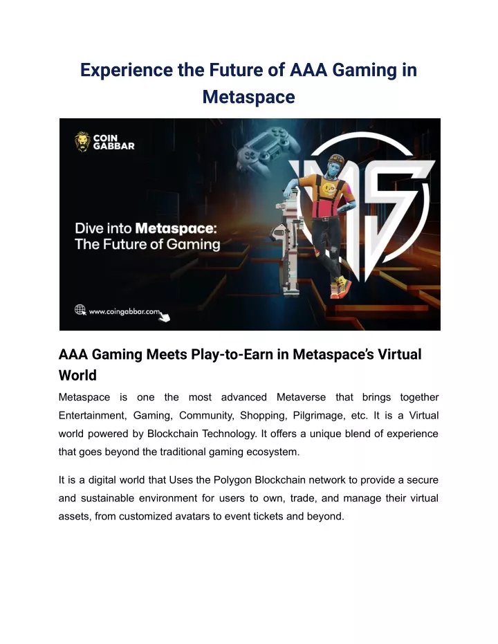 experience the future of aaa gaming in metaspace