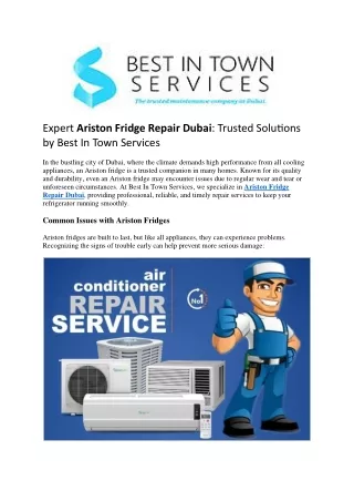 Expert Ariston Fridge Repair Dubai Trusted Solutions by Best In Town Services