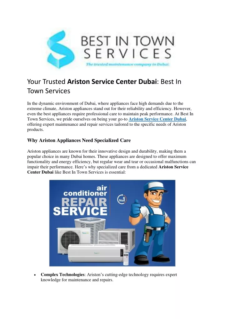 your trusted ariston service center dubai best