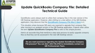 Decode the QuickBooks Desktop needs to update your company file