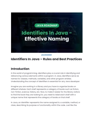 Understanding Identifiers in Java: A Comprehensive Guide