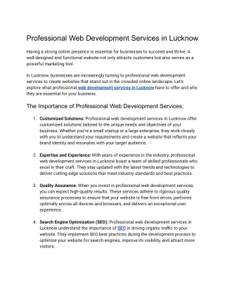 Professional Web Development Services in Lucknow