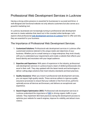professional web development services in lucknow