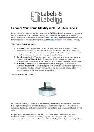 Enhance Your Brand Identity with 3M Silver Labels1