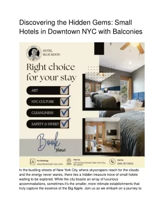 Discovering the Hidden Gems: Small Hotels in Downtown NYC with Balconies