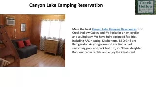 Canyon Lake Camping Reservation