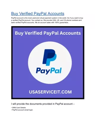 Buy Verified PayPal Accounts - 100% Old and USA