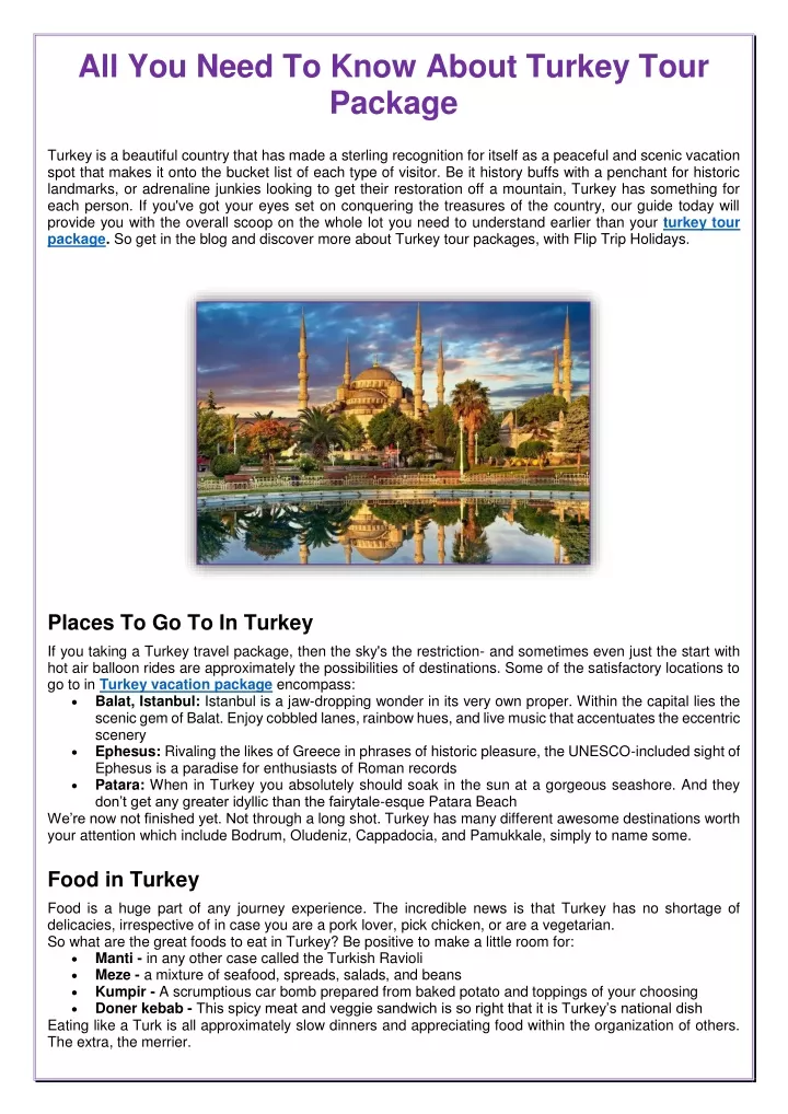 all you need to know about turkey tour package