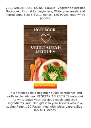 Download⚡ VEGETARIAN RECIPES NOTEBOOK: Vegetarian Recipes Notebook, Journal