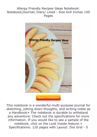 ❤️get (⚡️pdf⚡️) download Allergy Friendly Recipes Ideas Notebook: Notebook|