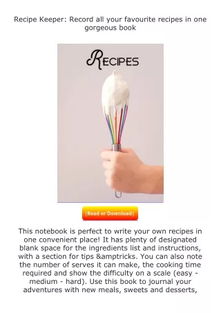 full✔download️⚡(pdf) Recipe Keeper: Record all your favourite recipes in on