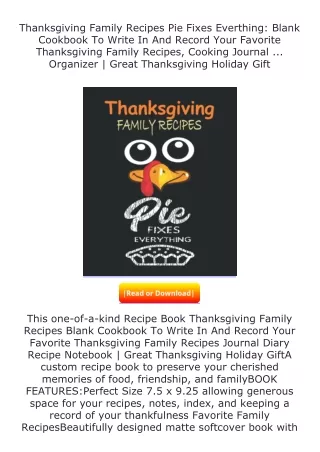 ❤PDF⚡ Thanksgiving Family Recipes Pie Fixes Everthing: Blank Cookbook To Wr